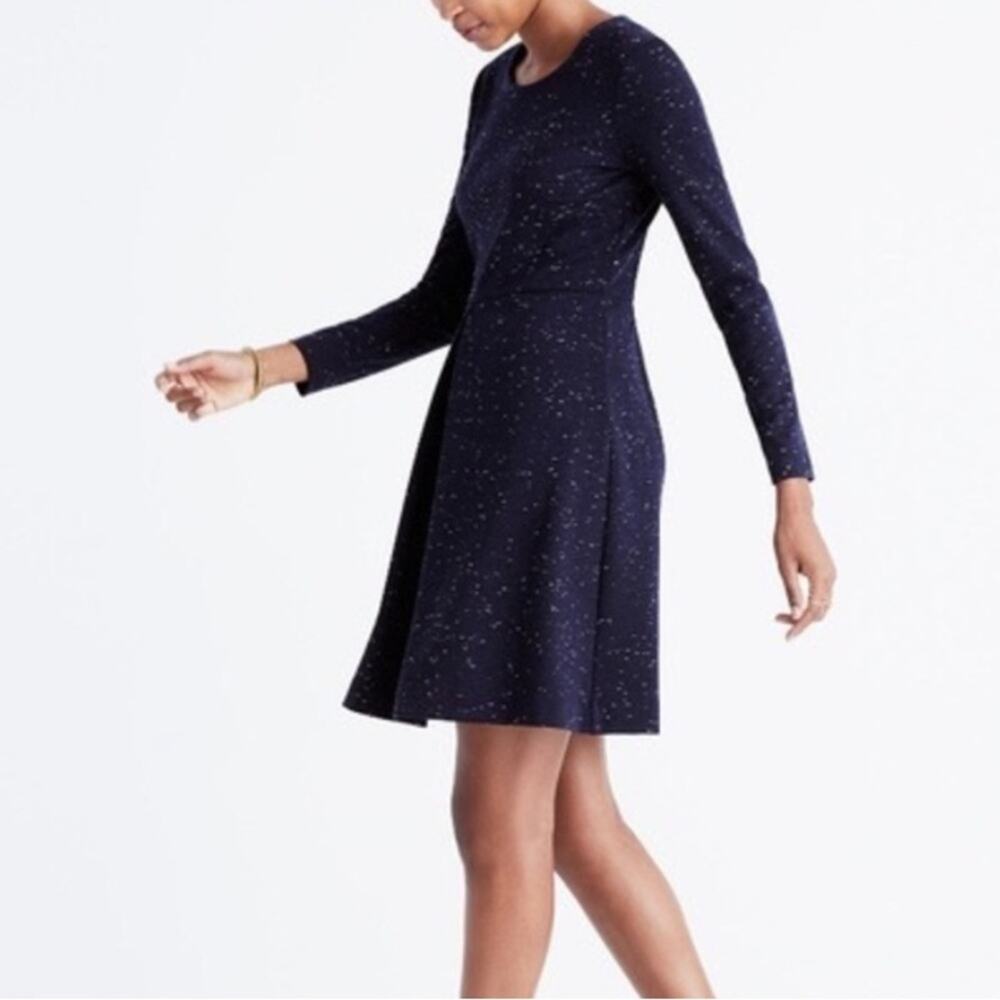 Madewell Gia Marled Fit & Flare Dress Navy Size 4 EUC - Picture 5 of 16